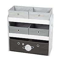 Play Shelf - Grey Space - Children's Multi-Bin Toy Organizer, Shelf Storage Cabinet with 5 Fabric Boxes, Boys & Girls