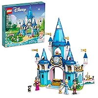 Disney Princess Cinderella and Prince Charming's Castle 43206 Doll House, Buildable Toy with 3 Mini Dolls, Plus Gus Gus and Lucifer Figures