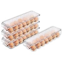 Utopia Home Egg Container For Refrigerator - 14 Egg Container With Lid & Handle, Egg Holder For Refrigerator, Egg Storage & Egg Tray (Clear, Pack of 4)