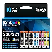 E-Z Ink (TM Compatible Ink Cartridge Replacement for Canon PGI-220 PGI220 CLI-221 CLI221 to use with PIXMA MX860 MX870 MP620 MP560 (2 Large Black, 2 Cyan, 2 Magenta, 2 Yellow, 2 Small Black) 10 Pack