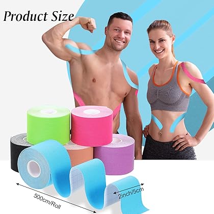 6 Rolls Kinesiology Tapes Athletic Elastic Kneepad Muscle Tape Pre Wrap Tape for Foam Underwrap Tape for Waterproof Joints Ankle Wrists Knees Sports Activities Tapes (Assorted Colors,Classic Pattern)