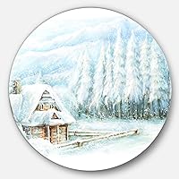 Christmas Winter Happy Scene Landscape Large Metal Wall Art-Disc of 23, 23'' H x 23'' W x 1'' D 1P