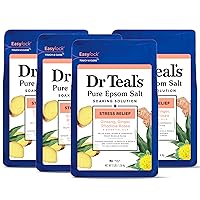 Dr Teal's Pure Epsom Salt Stress Relief with Ginseng & Ginger Essential Oils, 3 lbs (Pack of 4)
