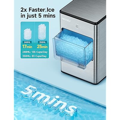  HiCOZY Nugget Ice Makers Countertop, Compact Crushed Ice  Maker, Produce Ice In 5 Mins, 55LB Per Day, Self-Cleaning And Automatic  Water Refill, Suitable For Home, Office