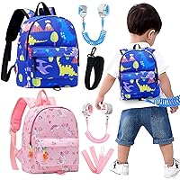 Accmor Toddler Harness Backpacks Leash 2 Pack, Baby Mini Dinosaur Backpack with Anti Lost Wrist Link, Cute Unicorn Kids Harnesses Leashes, Keep Child Travel Walking Close Rope Tether for Boys Girls
