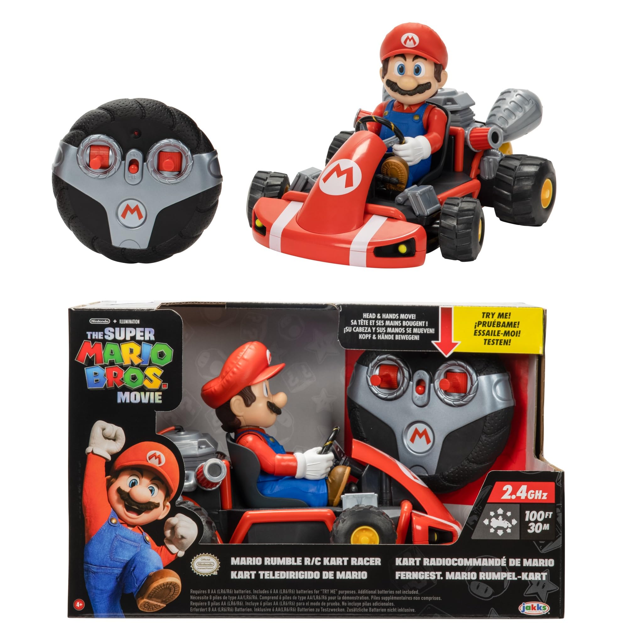 Nintendo Mario Rumble Kart RC Racer 2.4Ghz, with full function steering create 360 spins, whiles and drift! - Up to 100 ft. Range - For Kids ages 4+