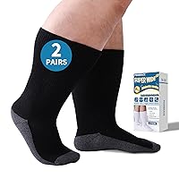 Powbrace Wide Diabetic Socks for Men Women Plus Size,Lymphedema Socks,Socks for Swollen Feet and Ankles,Edema Socks,Loose Fit Socks,Non-Binding Socks,Bariatric Socks,Hospital Cast Socks