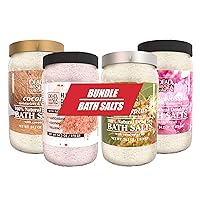 Dead Sea Collection Bath Salts Enriched 4PC -Eucalyptus -Coconut - Himalayan -Cherry Blossom- Natural Salt for Bath - Large 34.2 OZ. - Nourishing Essential Body Care for Soothing and Relaxing