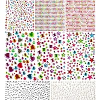 Gem Stickers, 3005 Pcs Rhinestone Stickers, Jewel Stickers Self Adhesive, Bling Acrylic Gems for Crafts, Stick on Gems & Pearls for Makeup, DIY, Eye, Nail, Muti Colors, Shapes, Sizes