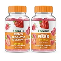 Lifeable Men's Probiotic 10 Billion + Prebiotic Fiber 5g, Gummies Bundle - Great Tasting, Vitamin Supplement, Gluten Free, GMO Free, Chewable Gummy