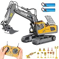 ORIAN Remote Control Excavator Toy for Boys 4-7 - RC Excavator Toy Turns 680 Degree-2 Batteries – Excavator Toys for Boys with Realistic Lights & Sounds– Backhoe with Metal Shovel Gifts