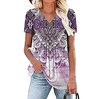 BETTE BOUTIK Loose fit Plus Size top Women Birthday Shirt for Women 2024 Mature Womens Cruise wear Clothing 2024 PurpleWhite XX-Large