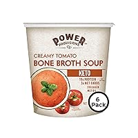 Power Provisions Keto Creamy Tomato Bone Broth Soup Cups - Instant Soup Cup - Collagen Infused - Gluten Free Soup - 1.2 oz. - Pack of 6