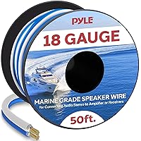 Pyle 50ft 18 Gauge Speaker Wire - Waterproof Marine Grade Cable in Spool for Connecting Audio Stereo to Amplifier, Surround Sound System, TV Home Theater and Car Stereo - PLMRSW50