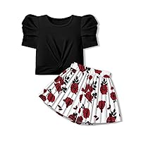 Toddler Girl Clothes 3-14Y Toddler Clothes for Girls Twist Front Crop Top 2Pcs Short Sets Toddler Girl Summer Outfits