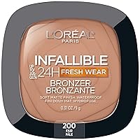 L'Oreal Paris Infallible Up to 24H Fresh Wear Soft Matte Longwear Bronzer. Waterproof, heatproof, transfer, humidity and sweatproof, Fair, 0.31 oz