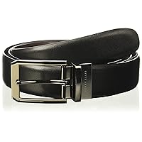 Perry Ellis Men's Portfolio 2-Tone Reversible Belt with Leather, Matte, Shine Buckle (Sizes 30-42 Inches)
