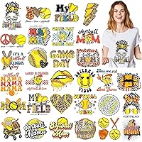 30 Pcs Softball Iron on Transfers Vinyl Iron on Decal Retro Ball Sport Iron on Patches Heat Transfers Sublimation Transfers Ready to Press for T Shirts Jacket Bag Hat DIY Sticker