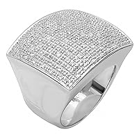 Dazzlingrock Collection 0.45 Carat (ctw) Round Diamond Men's Iced Pinky Wedding Band 1/2 CT, Sterling Silver