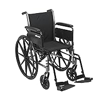 Drive Medical Cruiser III Light Weight Wheelchair with Flip Back Removable Arms, Full Arms, Swing away Footrests, 16'' Seat