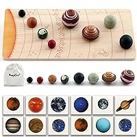 3D Wooden Solar System Model Board，Montessori Planets Balls，Educational Planets Toys，Space Learning Toys，Astronomy for Kids/Adults for Home Office Desk Decorations