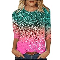 Womens Tops 3/4 Sleeve Summer Novelty Printed Travel Cute Tops V Neck Slim Fit Half Sleeve Tshirts Shirts Spring Blouses