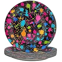 gisgfim 48 Pcs Neon Plates Glow Birthday Party Disposable Paper Dessert Plates Tableware Glow in Dark Theme Party Supplies Colorful Graffiti Party Decoration Favors
