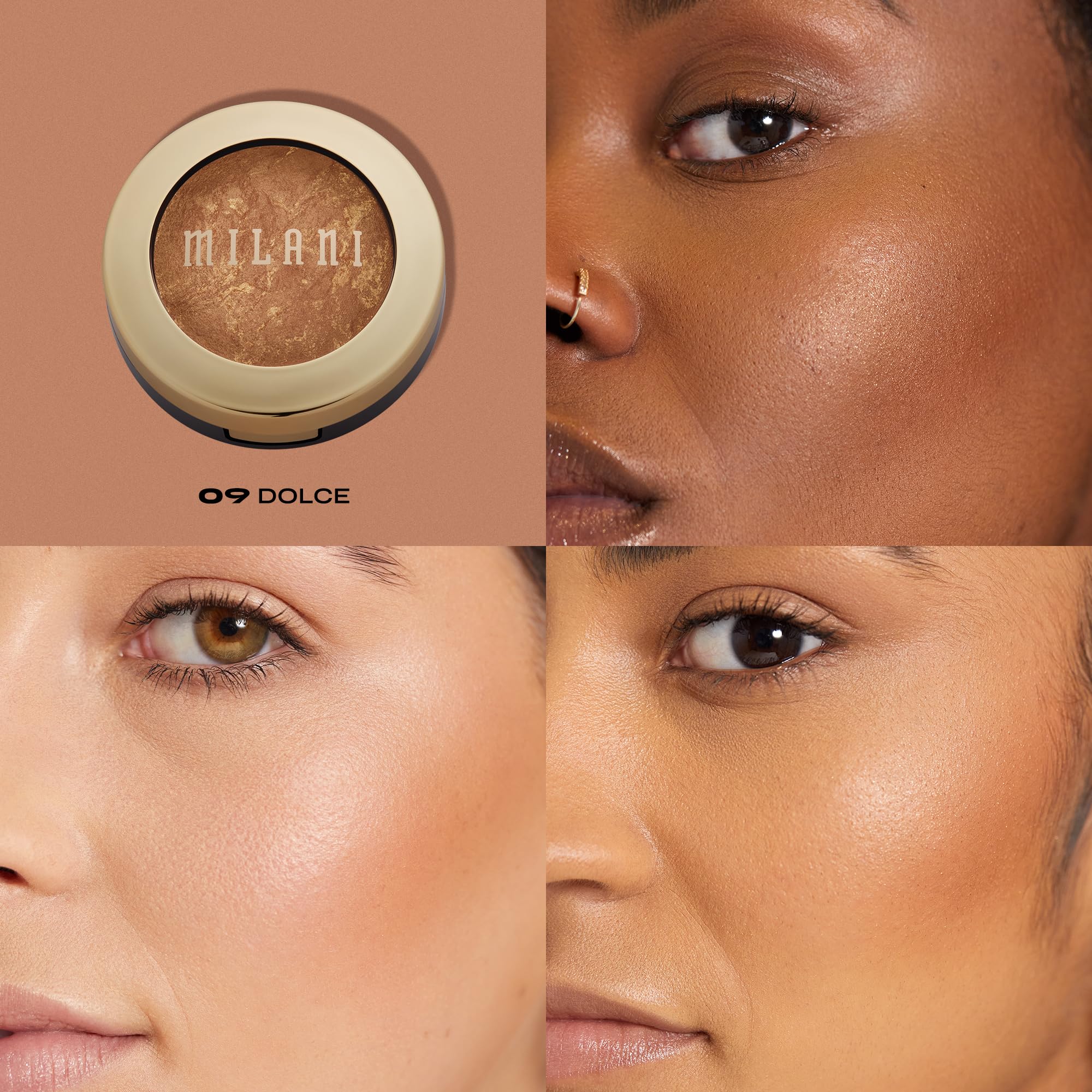 Milani Baked Bronzer - Dolce, Cruelty-Free Shimmer Bronzing Powder to Use For Contour Makeup, Highlighters Makeup, Bronzer Makeup, 0.25 Ounce