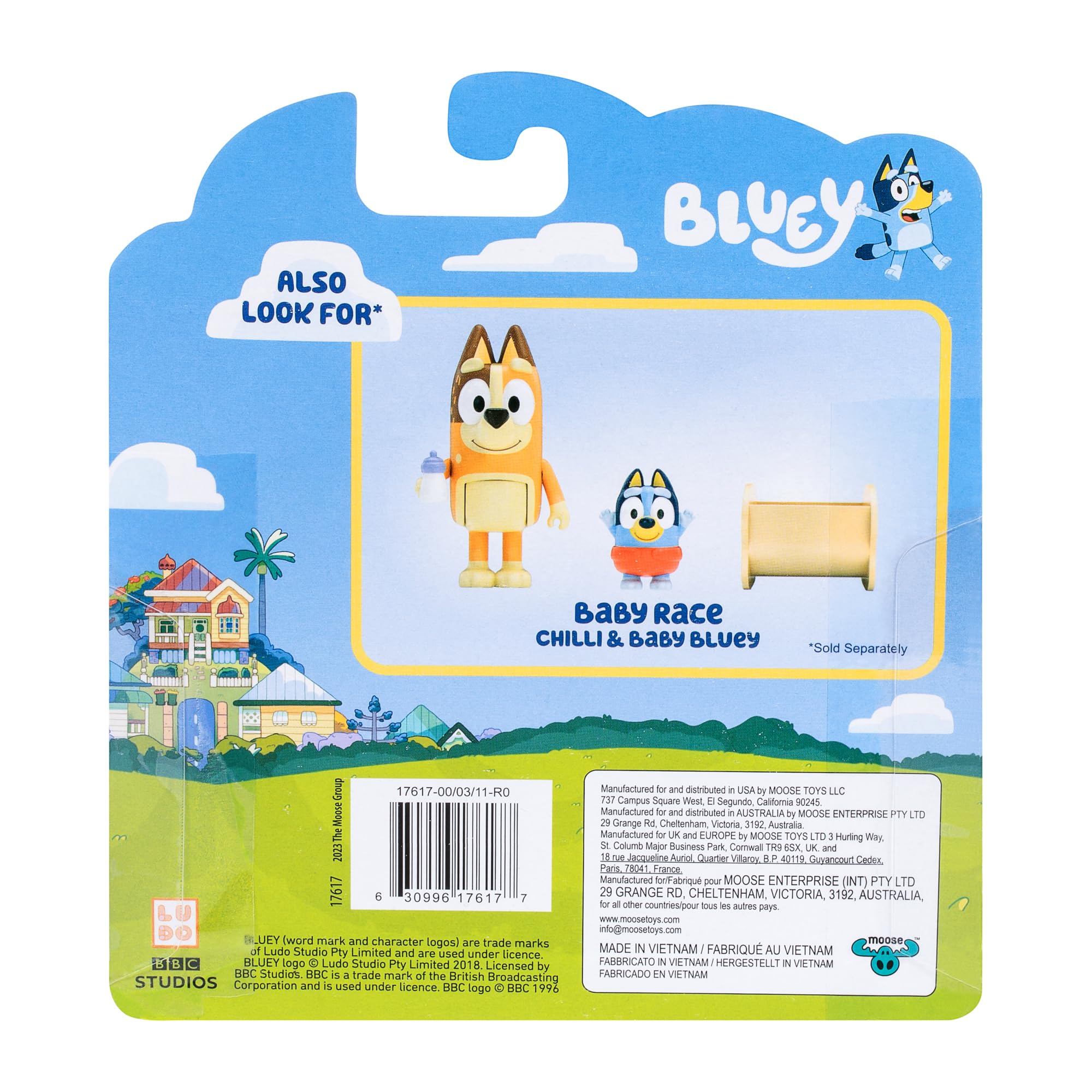 BLUEY Figure 2-Pack Baby Race | 2 Figure Pack with Chilli and Baby with Cradle Accessory