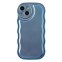 Caseative Solid Color Curly Wave Frame Soft Compatible with iPhone Case (Light Blue,iPhone 13 Pro Max)