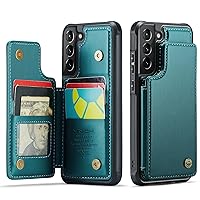 for Samsung Galaxy S21 Plus Case with Card Holder, for Samsung S21 Plus Wallet Case for Women Men with RFID Blocking, Durable Kickstand Shockproof Case for Galaxy S21 Plus 5G, Bluish Green