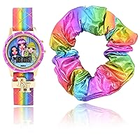 Accutime Rainbow High Kids Digital Watch Set - LED Flashing Lights, LCD Watch Display, with A Hair Band, Kids, Girls Watch, Silicone Strap in Mulity Color (Model: RNB40004AZ)