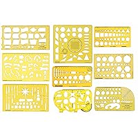 Traceease Pack of 9 Pieces, Multi-Shapes Geometry & Arrow Designing Templates- Chart Drafting Tools