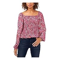 Vince Camuto Women’s Meadow Medley Smocked Top Cosmo Pink Medium