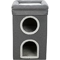 TRIXIE Saul Cat Condo | 2-Story Condo Tower | Scratching Surface | Foldable for Easy Storage | Gray