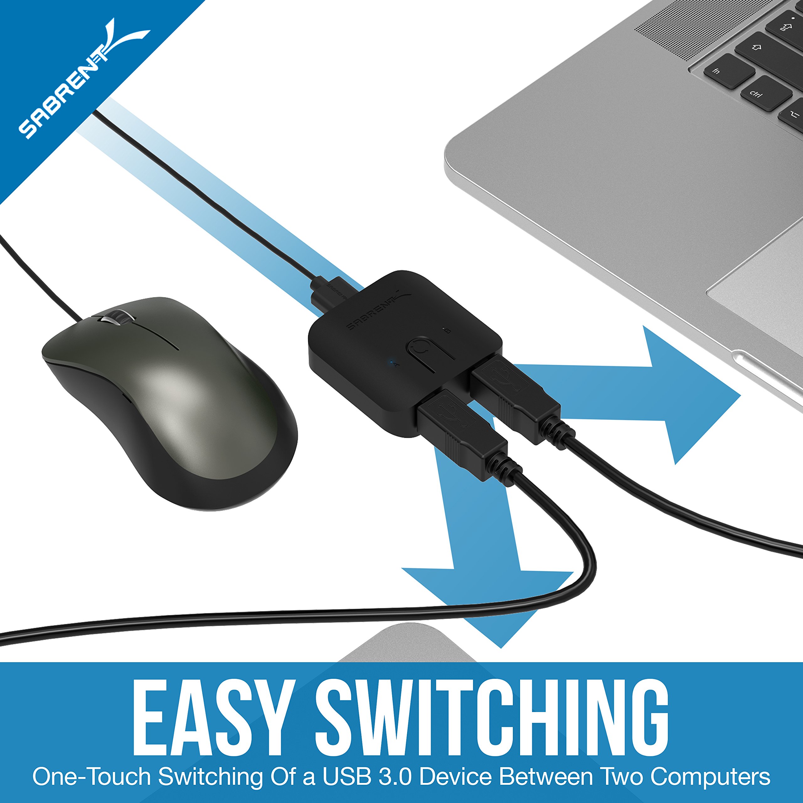 SABRENT USB 3.0 Sharing Switch for Multiple Computers and Peripherals LED Device Indicators (USB-SW30)