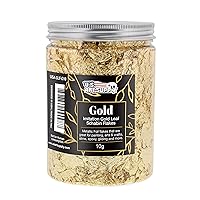 U.S. Art Supply Metallic Foil Schabin Gilding Gold Leaf Flakes - Imitation Gold in 10 Gram Bottle - Gild Picture Frames, Paintings, Furniture, Decorate Epoxy Resin, Nails, Jewelry, Slime