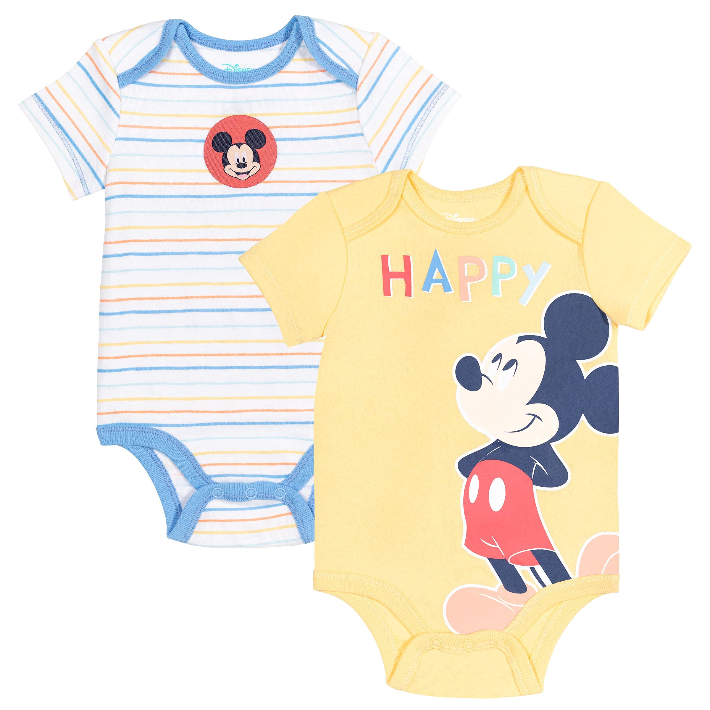 Disney Mickey Mouse Newborn Baby Zip Up Coverall Bodysuits T-Shirts Pants Bibs Hats Mitts and Blanket 15 Piece Layette Set