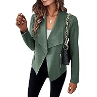 PRETTYGARDEN Women's Faux Suede Jackets 2024 Fall Clothes Long Sleeve Open Front Cropped Coat Outwear