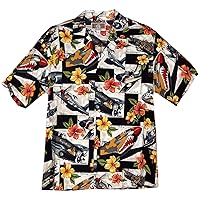RJC Mens Hibiscus Fighter Airplane II Shirt
