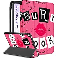 for iPad 9th/8th/7th Generation Case 10.2 Inch Girls Cute Women Folio Smart Cover with Pencil Holder Red Lips Design Funny Girly Teens Unique Cases for iPad 7/8/9 Gen A2602 A2270 A2197