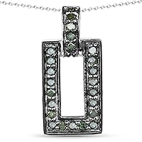 0.36 Carat Genuine Green Diamond .925 Sterling Silver Pendant
