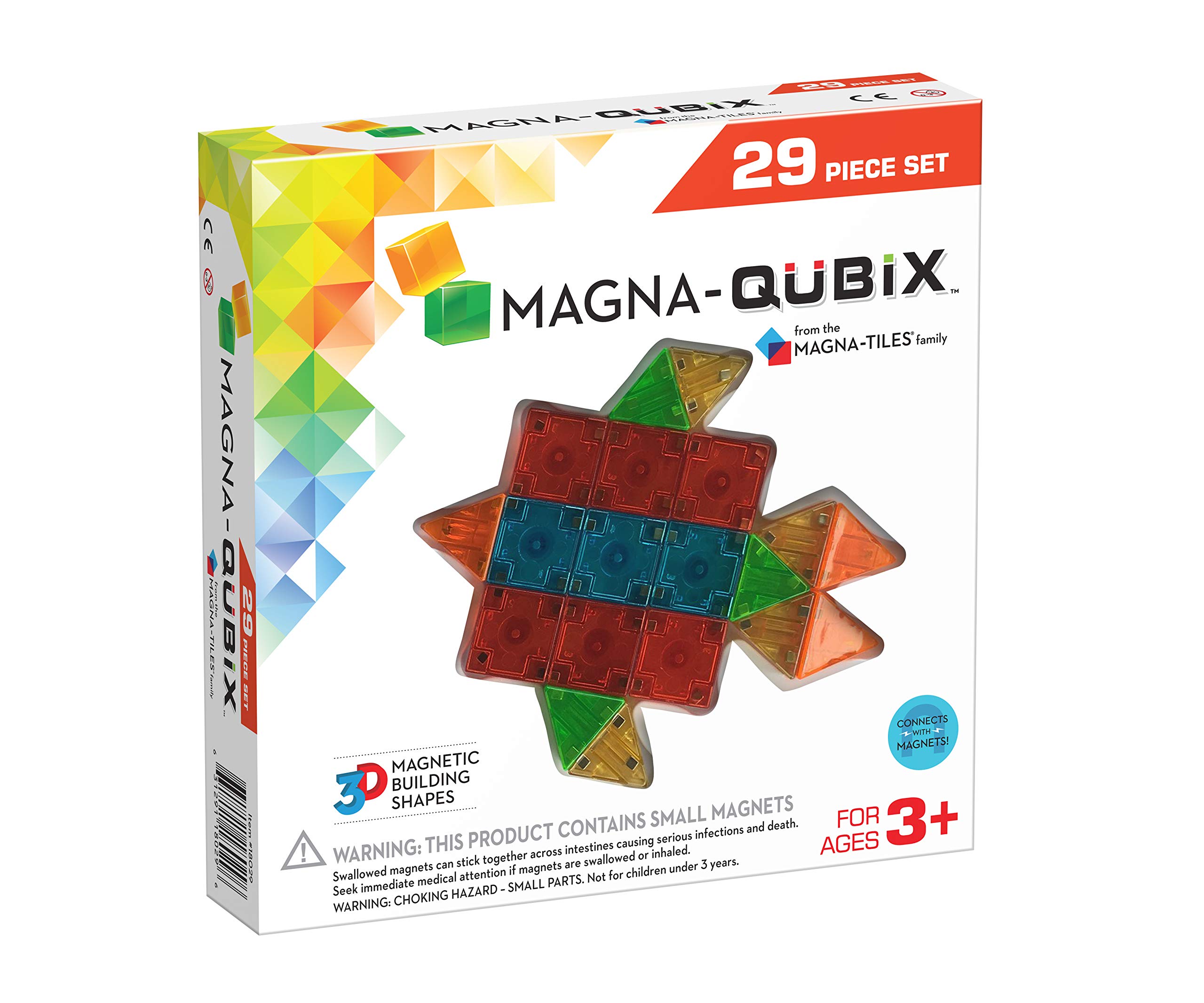 Magna-Qubix 29-Piece Clear Colors Set - The Original, Award-Winning Magnetic 3D Building Shapes - Creativity and Educational - STEM Approved