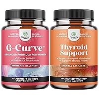 Natures Craft G-Curve Butt and Breast Enhancement Pills - Herbal Enhancer May Support Body Sculpting Curves and Herbal Thyroid Support Complex - Mood Enhancer Energy Supplement for Thyroid Health