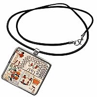 Ancient Egyptian Art Food Picking Grapes and Wine... - Necklace With Pendant (ncl-371826)