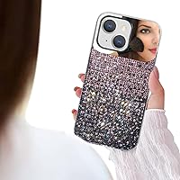 Bonitec Case for iPhone 14 Plus Mirror Case Glitter for Women Girly Bling Sparkle Luxury Gradient Glitter Rhinestone Shockproof Protective Cover Phone Case for iPhone 14 Plus 6.7 inches, Pink