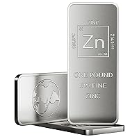 1 Pound .999 Pure Zinc Bar Bullion with Element Design - Unique Metals