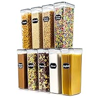 Wildone Airtight Food Storage Containers Set of 9 BPA Free Cereal & Dry Food Storage Containers 2.8L / 11.83 cups for Sugar, Flour, Snack, Baking Supplies, with 20 Chalkboard Labels & 1 Marker