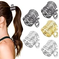 OIIKI 5PCS Hair Claw Clips for Ponytail, 1.42Inch Metal French Hair Clips, Women Girls Ponytail Holders, Strong Hold Hair Accessories for High Ponytail, Long Hair -Black, Silver, Gold