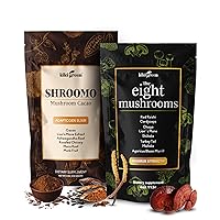 8 Mushrooms & Shroomo Powder Bundle - Adaptogenic Mushroom Complex & Mushroom Coffee Alternative for Focus, Energy, Clarity - Vegan Mushroom Supplements for Coffee, Smoothies, Tea